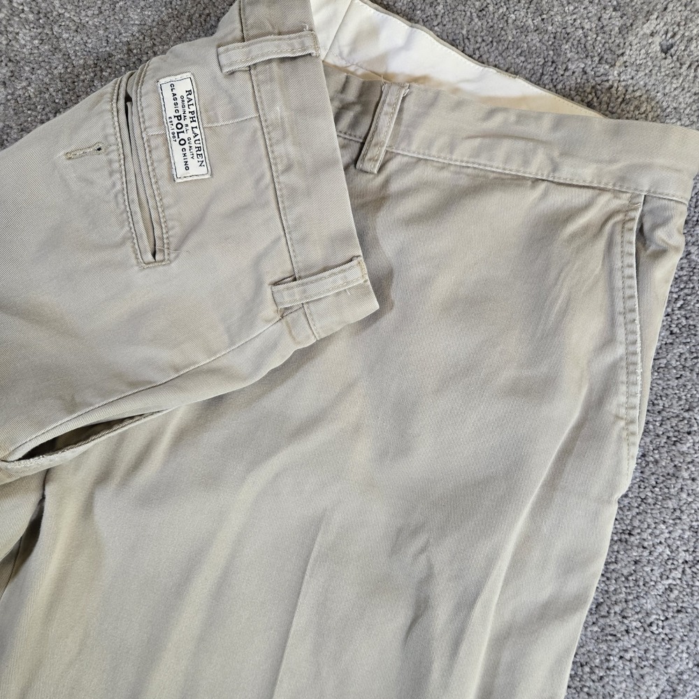 Polo Ralph Lauren Chino Prospect Pant Mens 38x30 Tan Khaki 100% Cotton Preppy